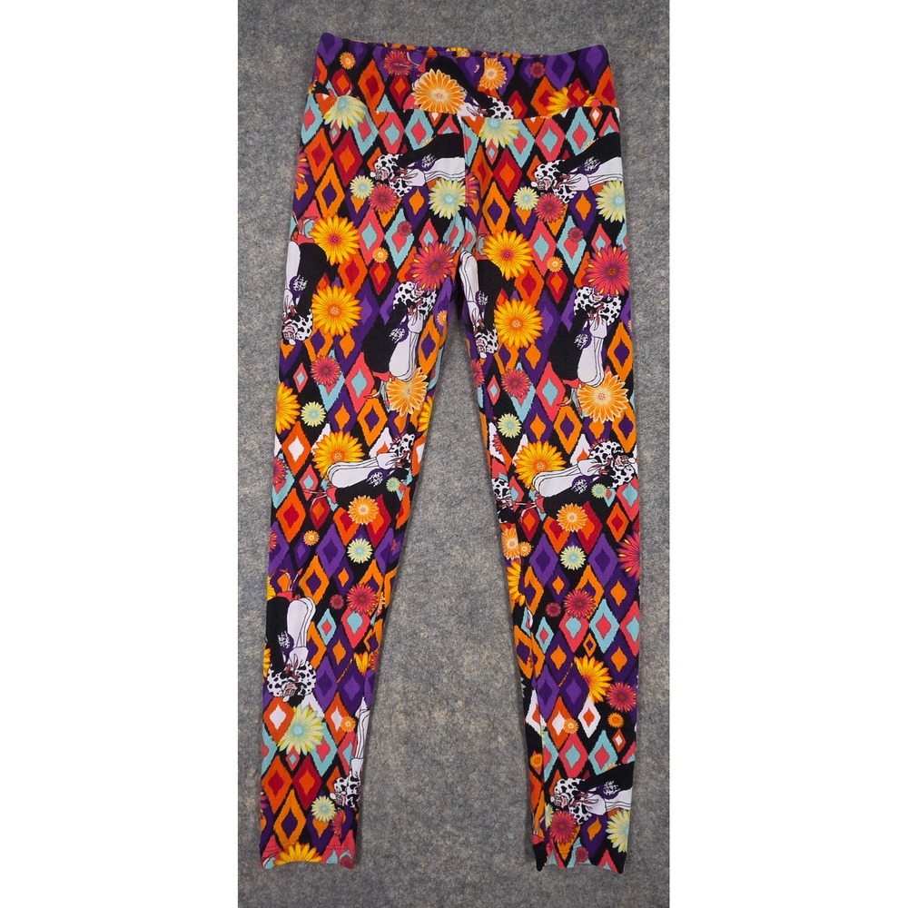LuLaRoe Disney Villains Cruella De Vil Leggings One Size OS Geometric Floral